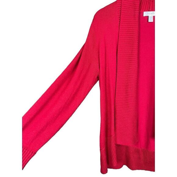 Dress Barn Open Cardigan Sweater Women Size XL Petite Red Drape Casual - Picture 7 of 9